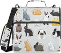 Fisyme Rabbit Bunny Zipper Binder 3 Ring with Zipper and Shoulder Strap Large Capacity Multi-Pocket Binder Organizer