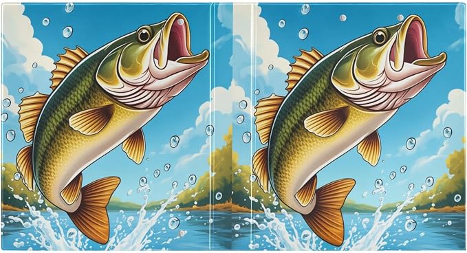 Aslsiy Kids 3 Ring Binder 1.5 Inch Open Mouthed Bass Fish Jumping (3) Girls Round Clipboard Binder Decorative Harcover Binders Organizer for Office School Supply