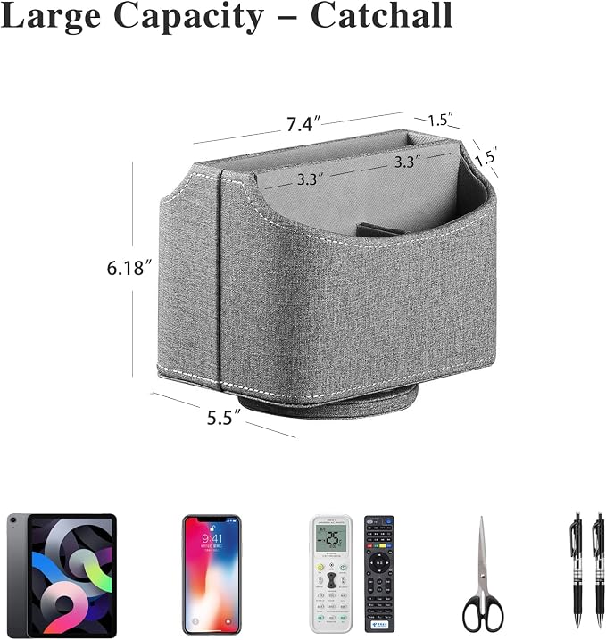 360° Swivel Remote Control Holder,TV Remote Caddy for Nightstand Table | PU Leather Spinning Bedside Table Office Desk Storage Box Organizer for Controller,Glasses,Pen, Decorations for Living Room