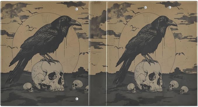 JIPONI 3 Ring Binder Gothic Style Crow 1 Inch Round Binders for Men Women Students, Cute File Organizer for Office Home School