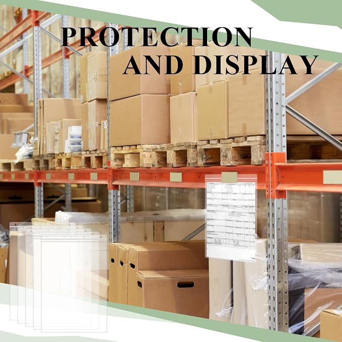 Sinload 20 Pcs Heavy Duty Sheet Protectors 8.5 x 11 Inch Job Ticket Holder Waterproof Resealable Zip Page Wall Sign Holder Clear Dry Erase Document Sleeve Magazine Protector Vertical(13.2 x 8.75 Inch)
