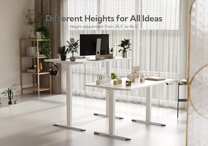 Claiks Electric Height Adjustable Standing Desk, 35x20 Inch, White | Smooth Height Adjustment, 3 Memory Presets, Cable Management Hub&Hook, Stable Steel Frame, 176lbs Capacity, Easy Assembly