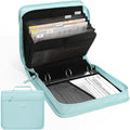 SUNEE Zipper Binder with Handle, 1.5 Inch O-Ring, 325 Pages Capacity, with 5-Tab Expanding File Folder for Classified Storage, Small Size Lightweight Zipper Bag, Sky Blue
