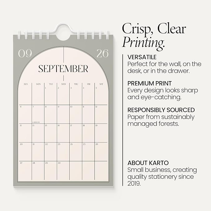 Karto Small Wall Calendar 2026-2027 6x9 in - Boho Color | July 2026 to December 2027, Vertical, Boosts Productivity, Easy Monthly Planning
