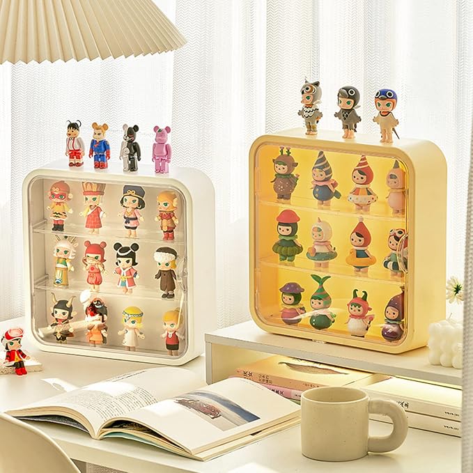 Wall Mount Display Case for Figures - Space Saving & Adjustable Acrylic Storage Box with Magnetic Door, Dustproof & Moisture Proof for Lego Pop Mart Action Figures (Green)