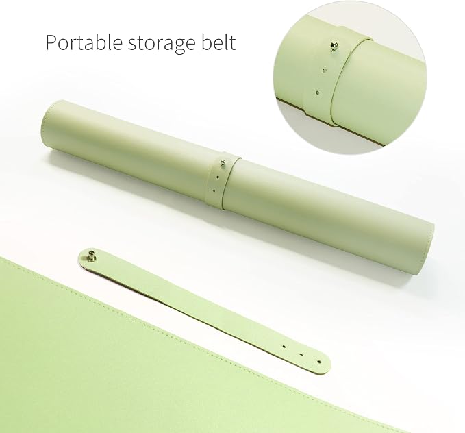 RENMTURE Dual-Sided Mouse Pad, Natural Cork & PU Leather Large Desk Pad for Office and Home Work, Desk Protector Non-Slip, Waterproof, Easy Clean (Light Green, 32"x16")