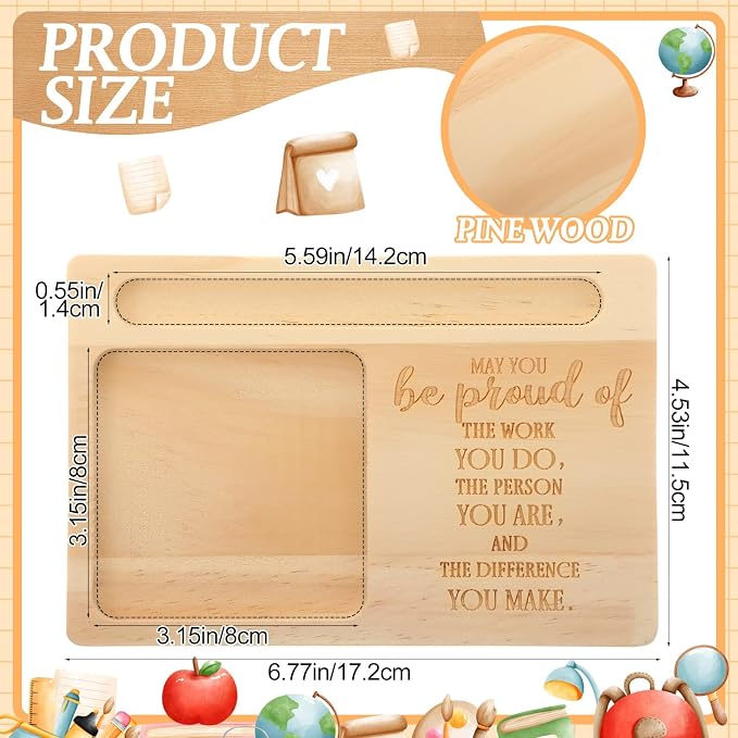 10 Pcs Back to School Teacher Appreciation Gifts Bulk Wooden Sticky Note Holder Motivational Thank Your Gift Inspirational Sticky Notes for Teacher Back to School (Proud)