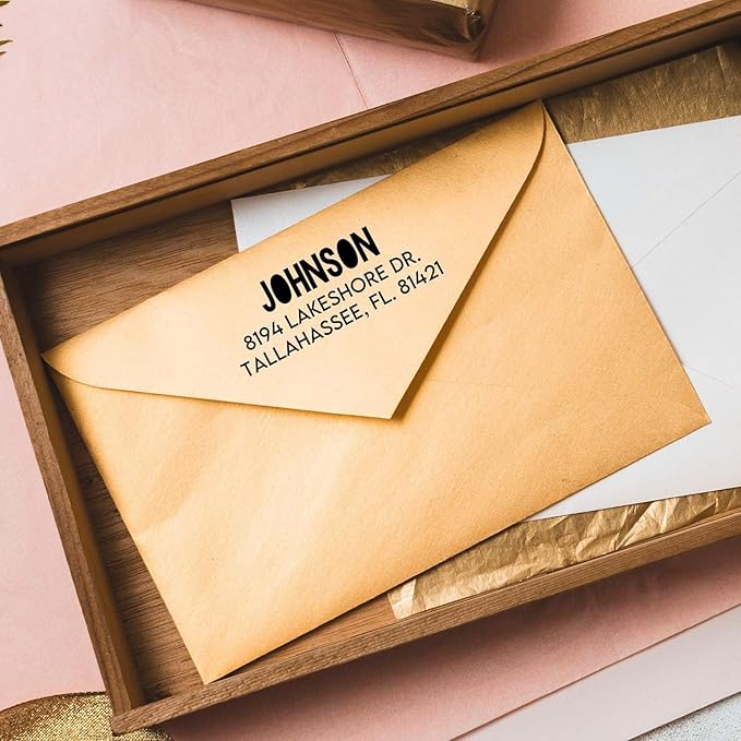 Self Inking Modern Address Stamps | Custom Return Address Stamper (Colorblock, Large)