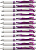 Pentel Gel Ink Pen, Pearl Retractable Gel Pen, (0.7mm) Medium Point, Needle Tip, Violet Ink, 12 pack (BLN77PW-V)