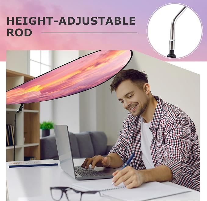 1 Pack Large Adjustable Office Cubicle and Desk Shade,51'' Portable Cubicle Light Shade with Clamp Foldable Rotatable Canopy Blocks Light or Disturbance for Working Accessories (Sunset)