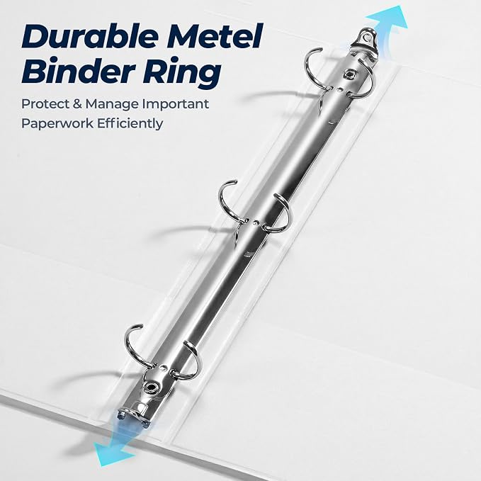 1 Inch 3 Ring Binders 24 Pack, Clear View Binder Bulk, White PVC-Free 3-Ring Binders for School, Office or Home, Fits 8.5 x 11 Inches Paper