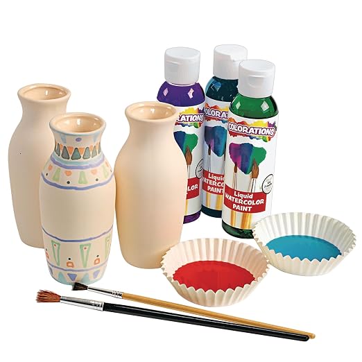 Colorations Decorative Ceramic Vases, Set of 12, Small, Unfinished | Ages 5+, Kindergarten+, Coated on Inside, Gift, DIY, Ready to Decorate, Arts & Crafts, Craft Project,
