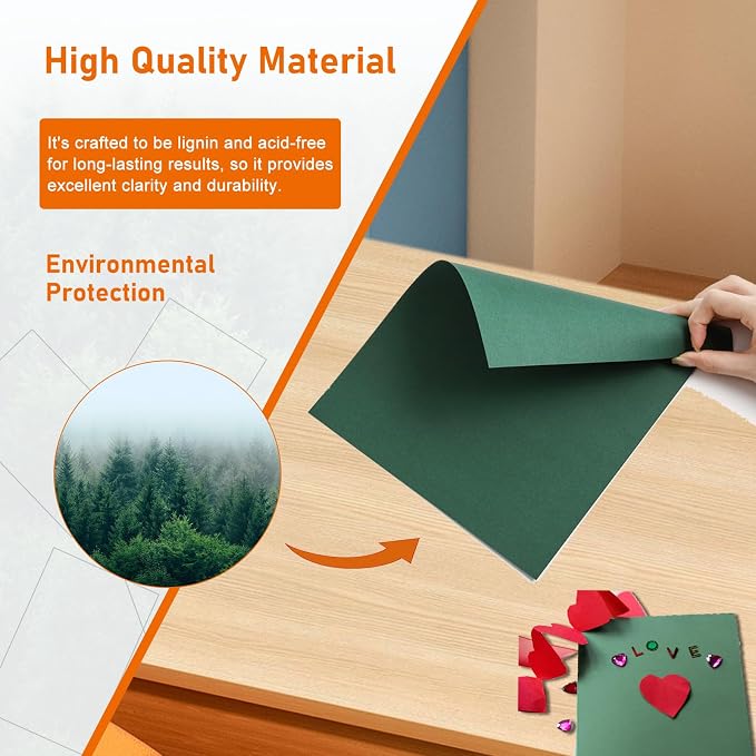 Guakicae 28 Sheets Dark Green Shimmer Cardstock 8.5 x 11 Craft Paper 92lb | Heavyweight Glossy Paper Card Stock for Wedding, Greeting Cards, Making Cards, Office Printing