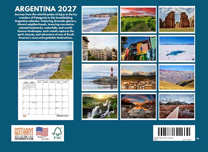 Argentina Calendar 2027 Monthly Wall Calender 12 Month