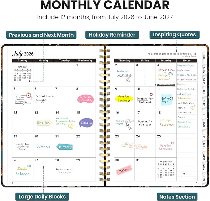 ZOTIA Planner 2026-2027 Weekly & Monthly Calendar Planner Jul 2026-Jun 2027