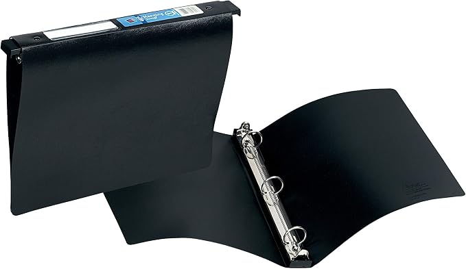 Avery® Hanging Storage 3 Ring Binders, 1" Round Rings, 4 Black Binders | For Everyday School, Home and Office Use, Non-Stick Ink-Resistant Cover, Built-In Hangers for File Systems, Clear Spine Label