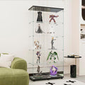 FLYMUHJIA Curio Cabinets with Tempered Glass High Cabinet with Shelves Glass Case for Display Showcase Collectibles for Living Room, Bedroom, (5-Shelf Double Door, Black)