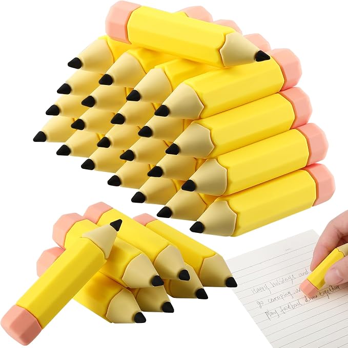 Affrolling 36 Pcs Large Pencil Shaped Eraser Bulk Back to School Party Gift