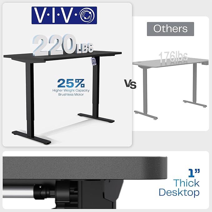VIVO Electric 60 x 30 in Standing Desk, Memory Height Adjustment, 1B Series, Holds 220 lbs, Dark Walnut Top Black Frame, DESK-KIT-1B6D-30