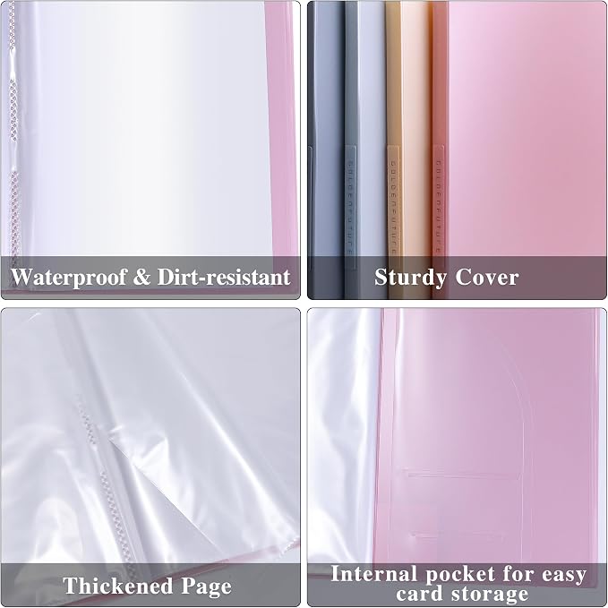 Tuhangcc Binder with Plastic Sleeves 8.5x11 20-Pocket- Heavy Duty Art Portfolio Folder with Clear Sheet Protectors,Displays 40Pages, Presentation Book for Artwork, Document Organizer(Pink)