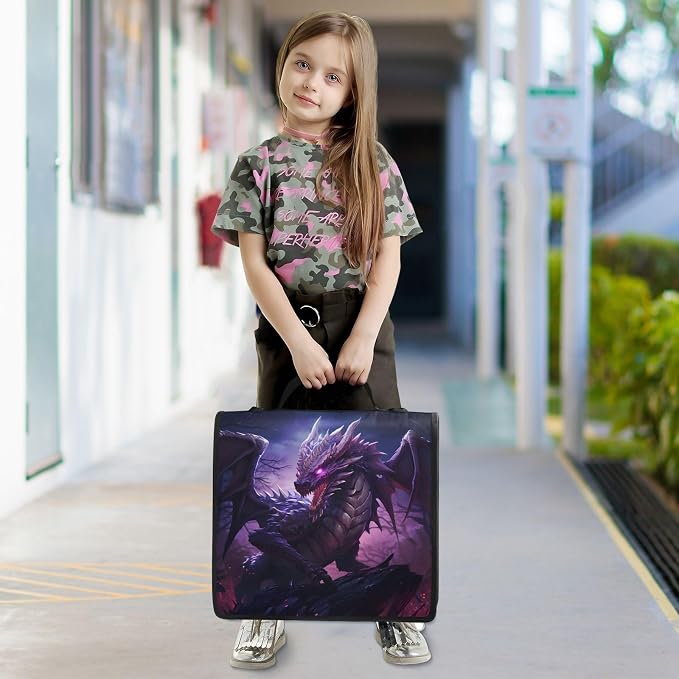 Dragon Purple 3 Ring Binder Bag 1.5 inch Binder Organizer with Zipper Shoulder Strap 500 Sheet Documents Storage for School Office