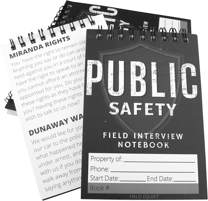 Field Equipt Law Enforcement Incident Report Notepads, Sheriff, Security & Police Gear, EDC Officer Notebook, Cop Gifts, Interview Equipment Accessories Book, 6 Pack (Security)