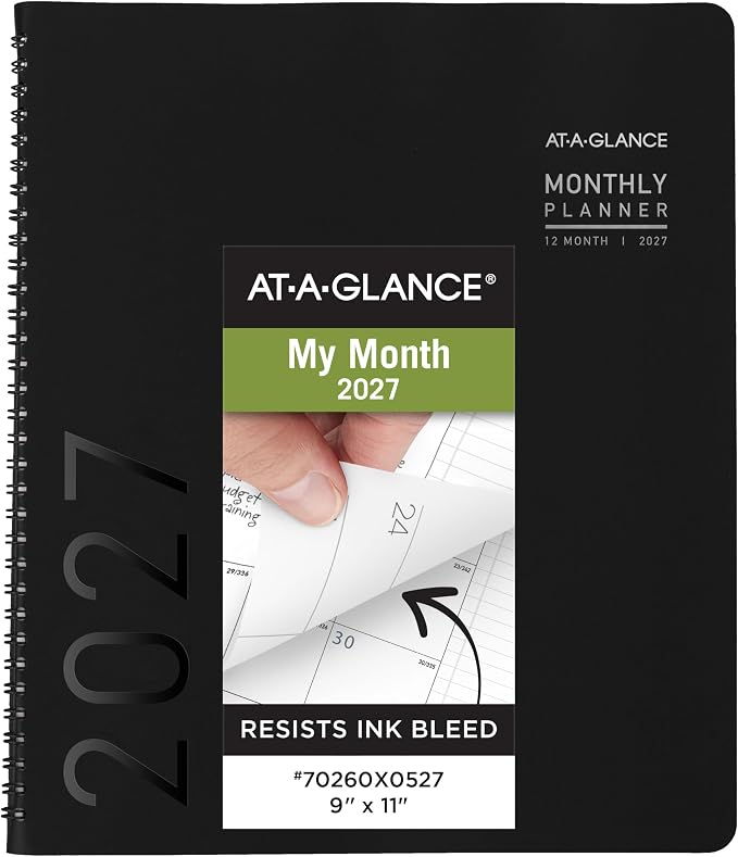 AT-A-GLANCE 2027 Planner, Monthly, 9" x 11", Contemporary, Black (70260X0527)
