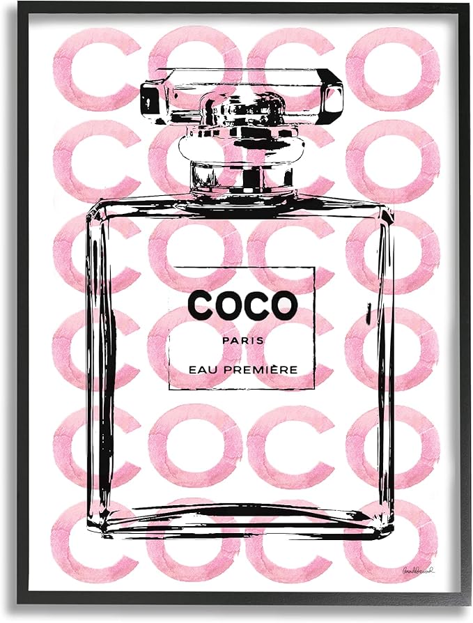 'Glam Perfume Bottle Brand Text'| Framed Giclee Art | Stupell Industries | Black, 24 x 30 Inches, Easy to Hang and Sturdy, Made in USA, by Amanda Greenwood