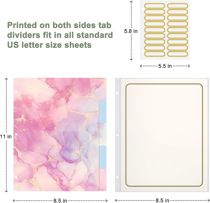 Rouidr 3 Ring Binder with clipboard, 1 inch 8.5 x 11 in Letter Size View Binders Organizer with Dividers Tabs & Clear Sleeves, School Supplies, Office Supplies
