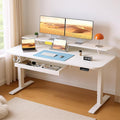 COMHOMA Electric Standing Desk with Drawers, 55 x 24 Inch Sit Stand up Desk with Monitor Stand, Laptop Stand, Height Adjustable Ergonomic Home Office Computer Desks with Memory Preset Controller
