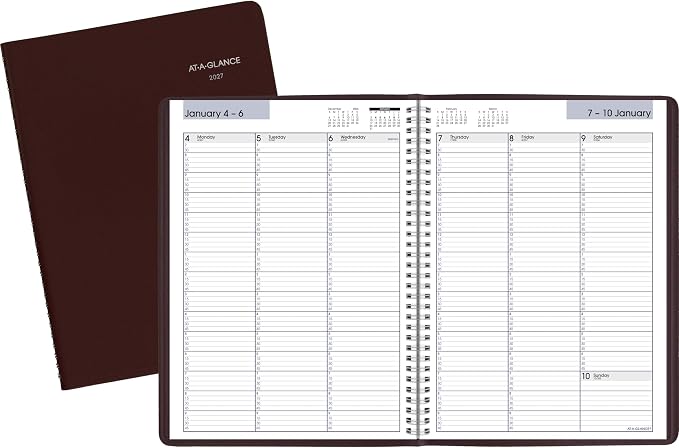 AT-A-GLANCE 2027 Appointment Book Planner, Weekly, 8" x 11", Quarter-Hourly, DayMinder, Burgundy (G5201427)