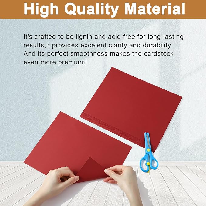 Silunkia 120 Sheets Dark Red Cardstock 8.5 x 11 Craft Paper 92lb | Christmas Red Card stock Printer Paper for Cards Making, Greeting Cards, Wedding, Invitations, Birthday Decorations