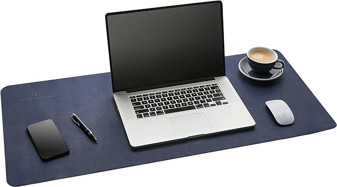 Gallaway Leather Desk Mat,Desk Writing Pad - Office Desk Pad, Large 36" x 17" Navy Blue, Desk Mats on Top of Desks, Gift Ready Elegant Computer Desk Mat Desk Cover Desk Pad Protector PU Leather