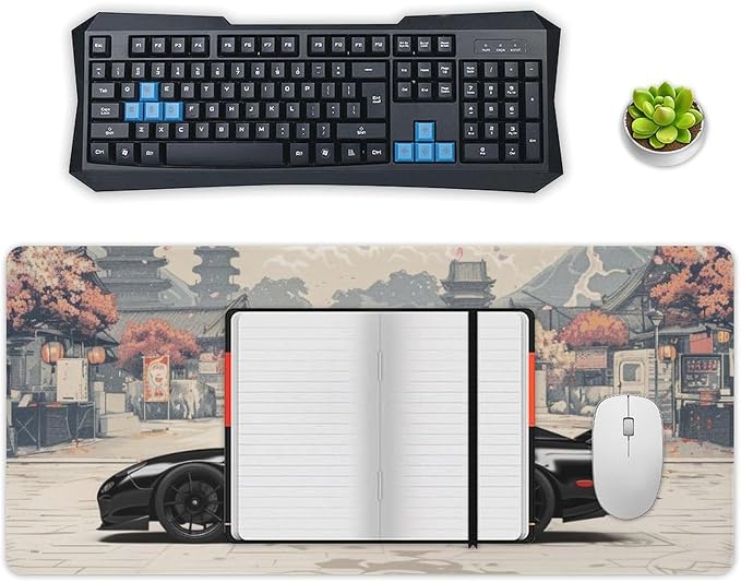 Car Large Mouse Pad Gaming Mousepad Rx7 Cool Black Sport Car JDM Japanese Desk Mat Big Mousepad Extended Keyboard Computer Pad 40X90cm