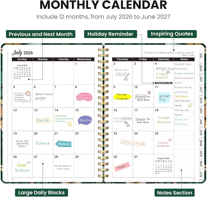 ZOTIA Planner 2026-2027, Jul 2026-Jun 2027 Weekly & Monthly Calendar