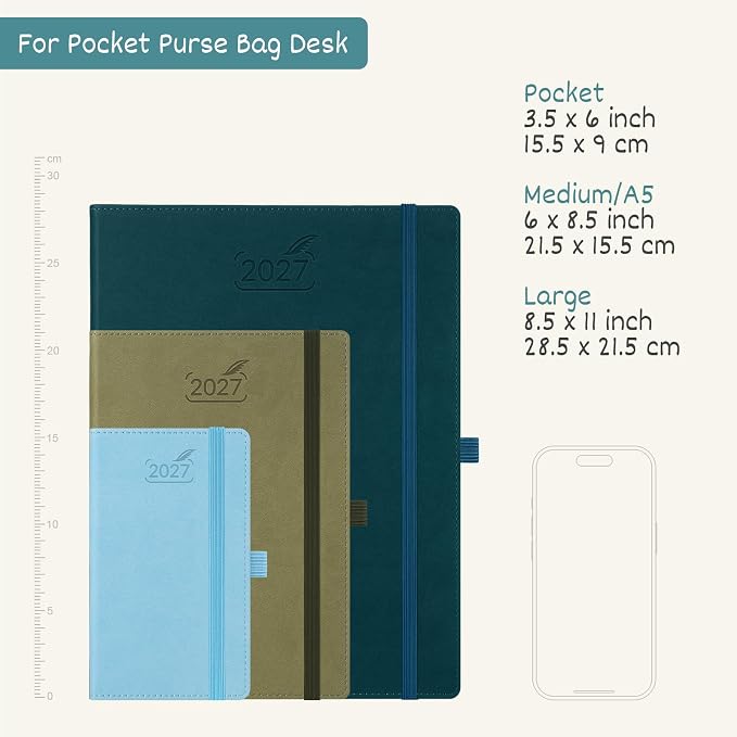 BEZEND Pocket Calendar 2027, Weekly Monthly Planner for Purse (3.5" x 6")