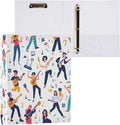 3 Ring Binder Music Girls Boys Doodle 1.5 inch Binders Three Ring Binders with Clipboard Fit 8.5'' x 11'' Paper 3 Interior PVC Clear Pockets for Office Supplies