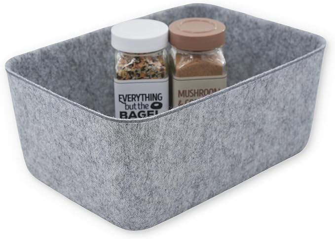 Office Felt Deep Storage Bin Desk Drawer Organizer Caddy Gray | Sustainable material soft yet sturdy,multi-purpose storage, sleek minimalist lifestyle