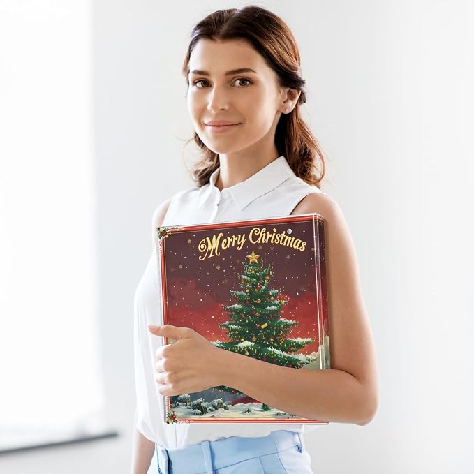 3 Ring Binder Christmas Tree Christmas 1.5 inch Binders Three Ring Binders with Clipboard Fit 8.5'' x 11'' Paper 3 Interior PVC Clear Pockets for Office Supplies