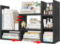 NUTIKAS Desk Shelves Desktop Organizer Shlef - Black Office Organization for Top of Desk Organizers and Accessories Corner Bookshelf Table Top Shelving Small Hutch Decorations for Office