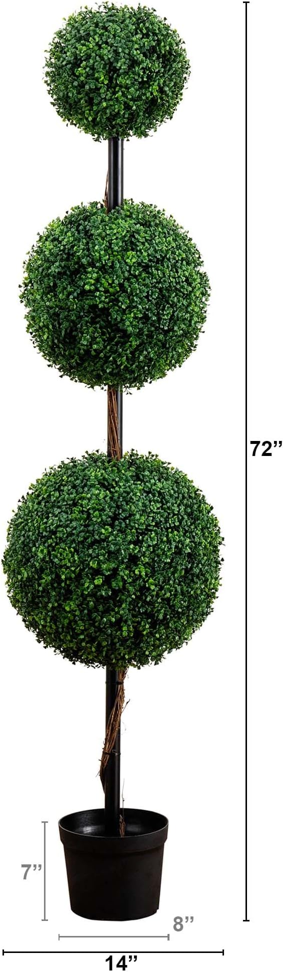 Nearly Natural 6ft. Artificial Triple Ball Boxwood Topiary Tree (Indoor/Outdoor)