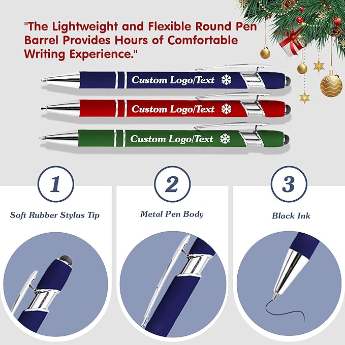 CRME Bulk Custom Pens Personalized Customized Engraved Writing Pen with Name Logo Soft Grip Ball Point Pen for Men Women Smooth Writing Black Ink for School,Journaling & Office Writing Purple Pens
