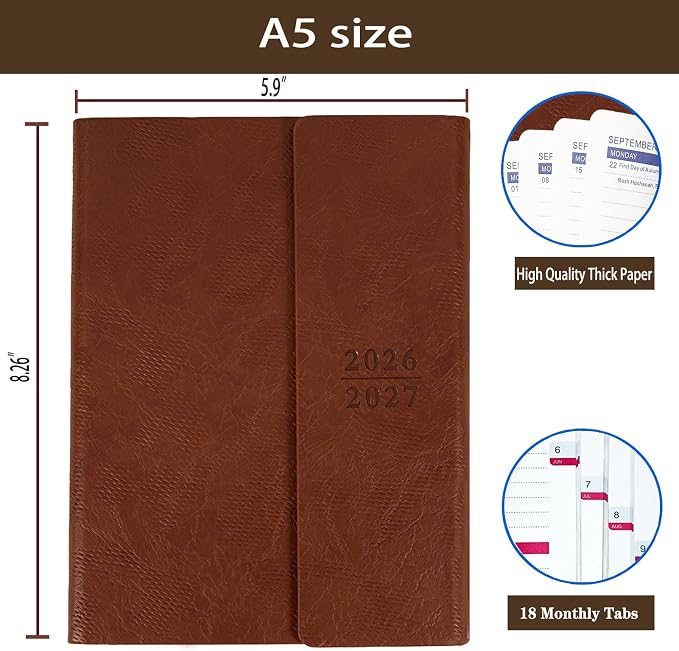 Planner 2026-2027, Weekly Monthly Academic Calendar Book, 8.26" x 5.9"