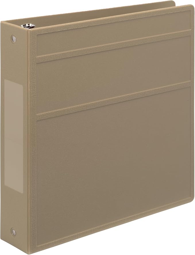 Carstens 2-Inch Heavy Duty 3-Ring Binder - Side Opening, Sand, Durable Plastic, Precision No-Gap Rings, Waterproof Covers, No Pockets, Holds 300 Letter-Sized Sheets, BPA-Free, Made in USA (5825-3R)