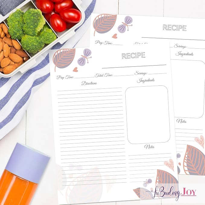Recipe Binder with Plastic Sleeves, 8.5x11 3 Ring Blank Recipe Book Binder | Premium recipe binder kit with waterproof cover, sleeves, cards, dividers and gift box for preserving recipes-Iris Violet.