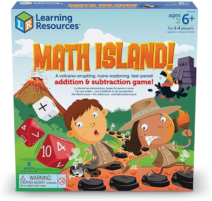 Learning Resources Math Island Addition & Subtraction Game - Math Manipulatives, Educational Board Toys, Classroom Flash Cards , Volcano Toy, STEM Kids, Gifts for Boys And Girls , Montessori