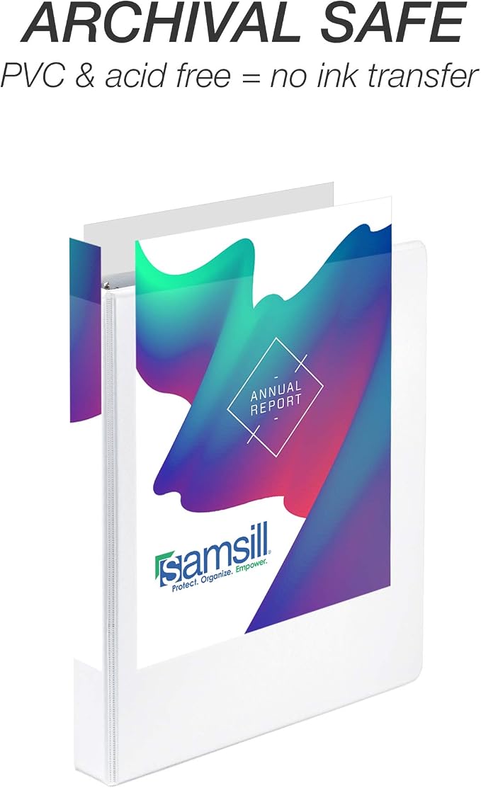 Samsill Durable 1 inch 3 Ring Binder, D Ring Binder, 100% Recycled Chipboard, White, 4 Pack