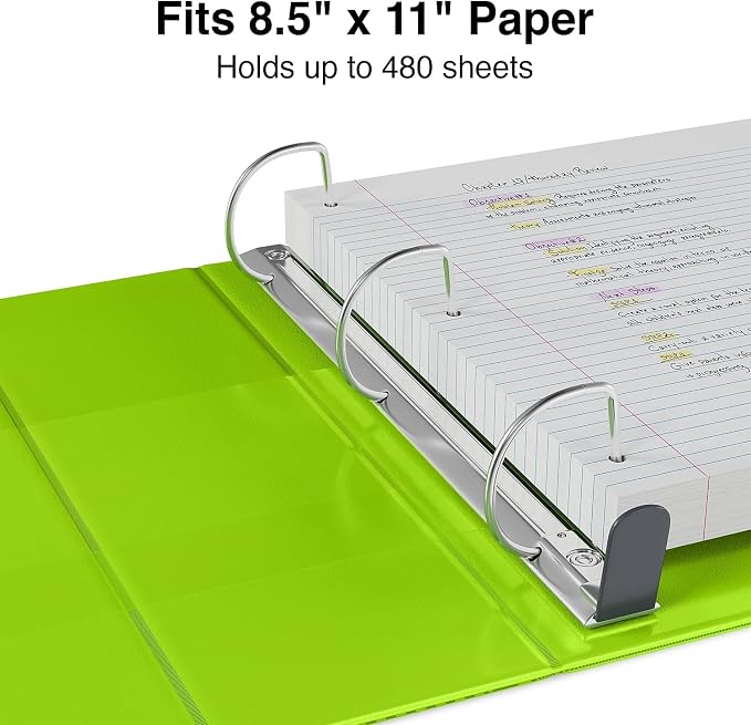Staples Heavy-Duty 2-Inch D-Ring View Binder, Reinforced Spine, Holds Up to 450 Sheets, Chartreuse, for Office & School
