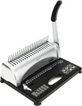 Amazon Basics Comb Binding Machine, 350 Sheets Capacity, Punches 12 Sheets, for Paper Sizes A5(15 holes)/Letter(19 holes)/A4(21 holes) with Adjustable Margin, Grey