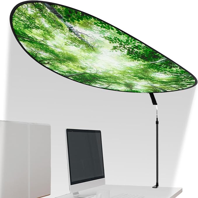 Large Adjustable Office Cubicle and Desk Shade,51'' Portable Cubicle Light Shade with Clamp Foldable Rotatable Canopy Blocks Light or Disturbance for Working Accessories(Forest)